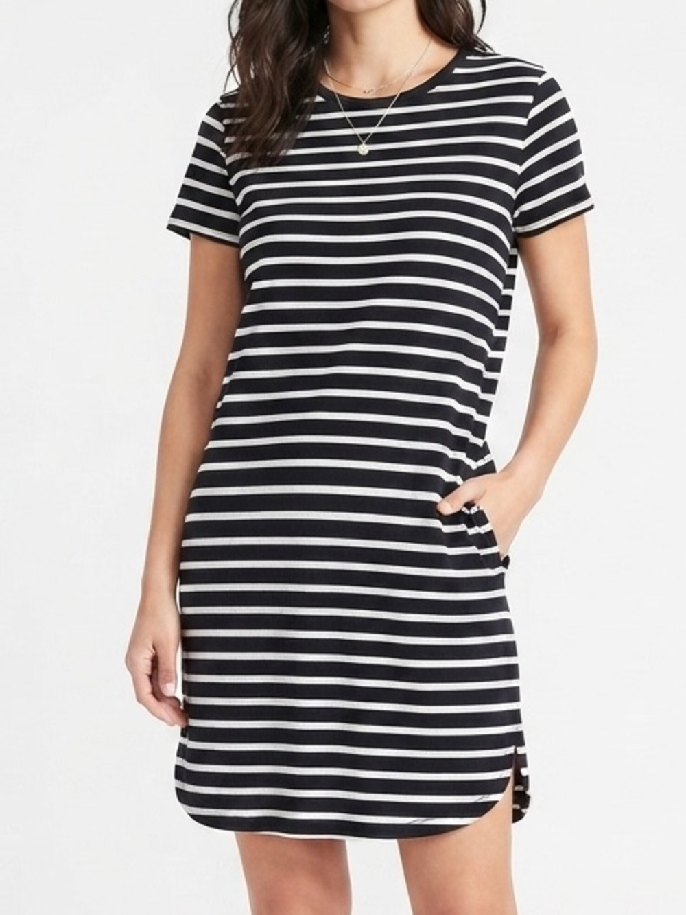 Madewell Black & White Striped Short Sleeve T-Shirt Dress Size Small 100% Cotton
